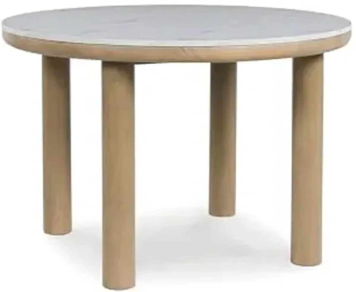 Signature Design by Ashley Sawdyn Casual Faux Marble Dining Table, Light Brown