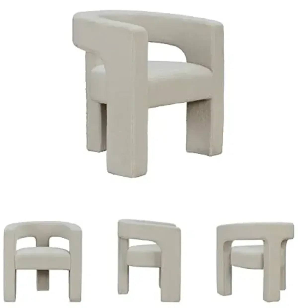 Signature Design by Ashley Landick Urban Boucle Upholstered Accent Chair with Barrel Back and 3 Legs, White