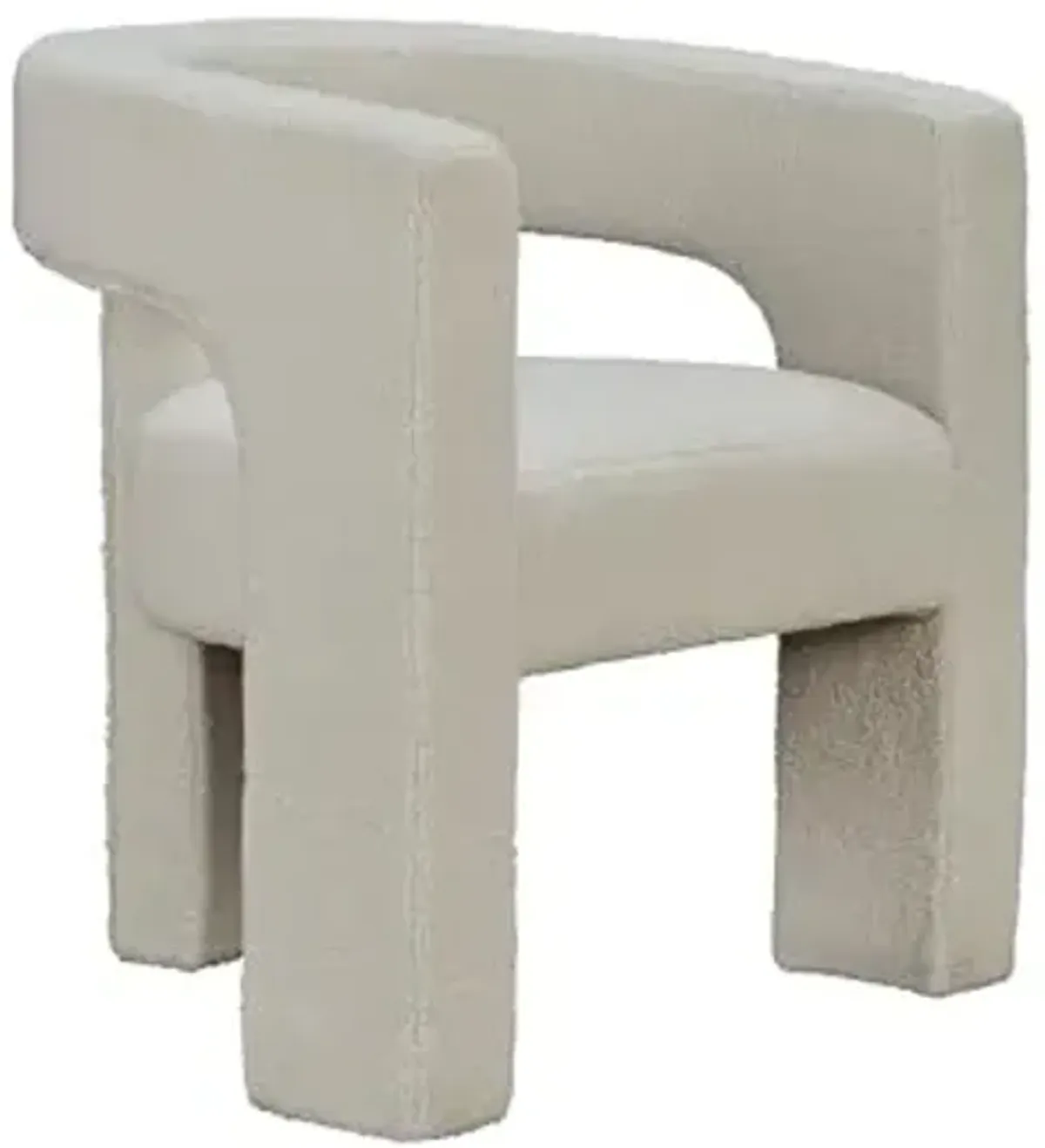 Signature Design by Ashley Landick Urban Boucle Upholstered Accent Chair with Barrel Back and 3 Legs, White