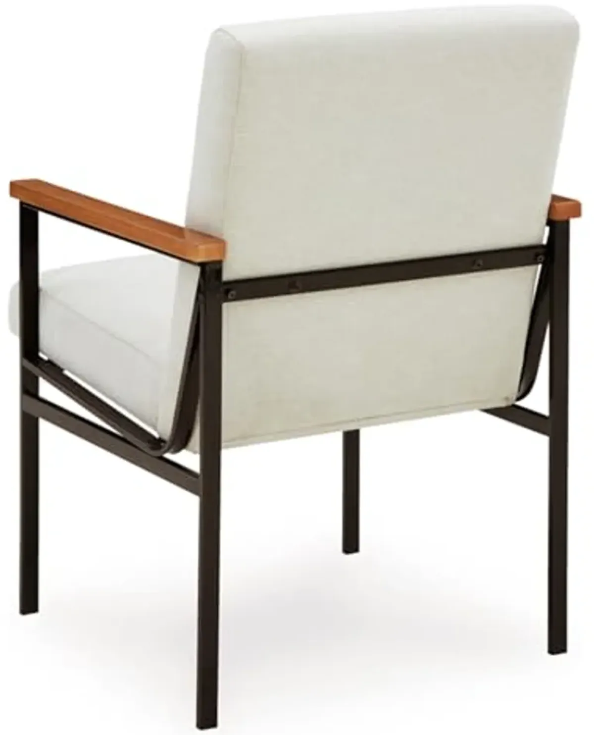 Signature Design by Ashley Dressonni Contemporary Upholstered Dining Arm Chair with Metal Frame, Set of 2, White & Black