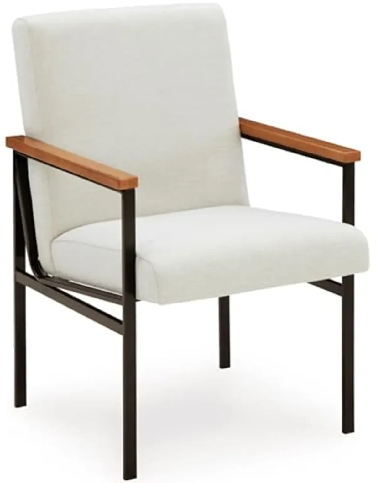 Signature Design by Ashley Dressonni Contemporary Upholstered Dining Arm Chair with Metal Frame, Set of 2, White & Black