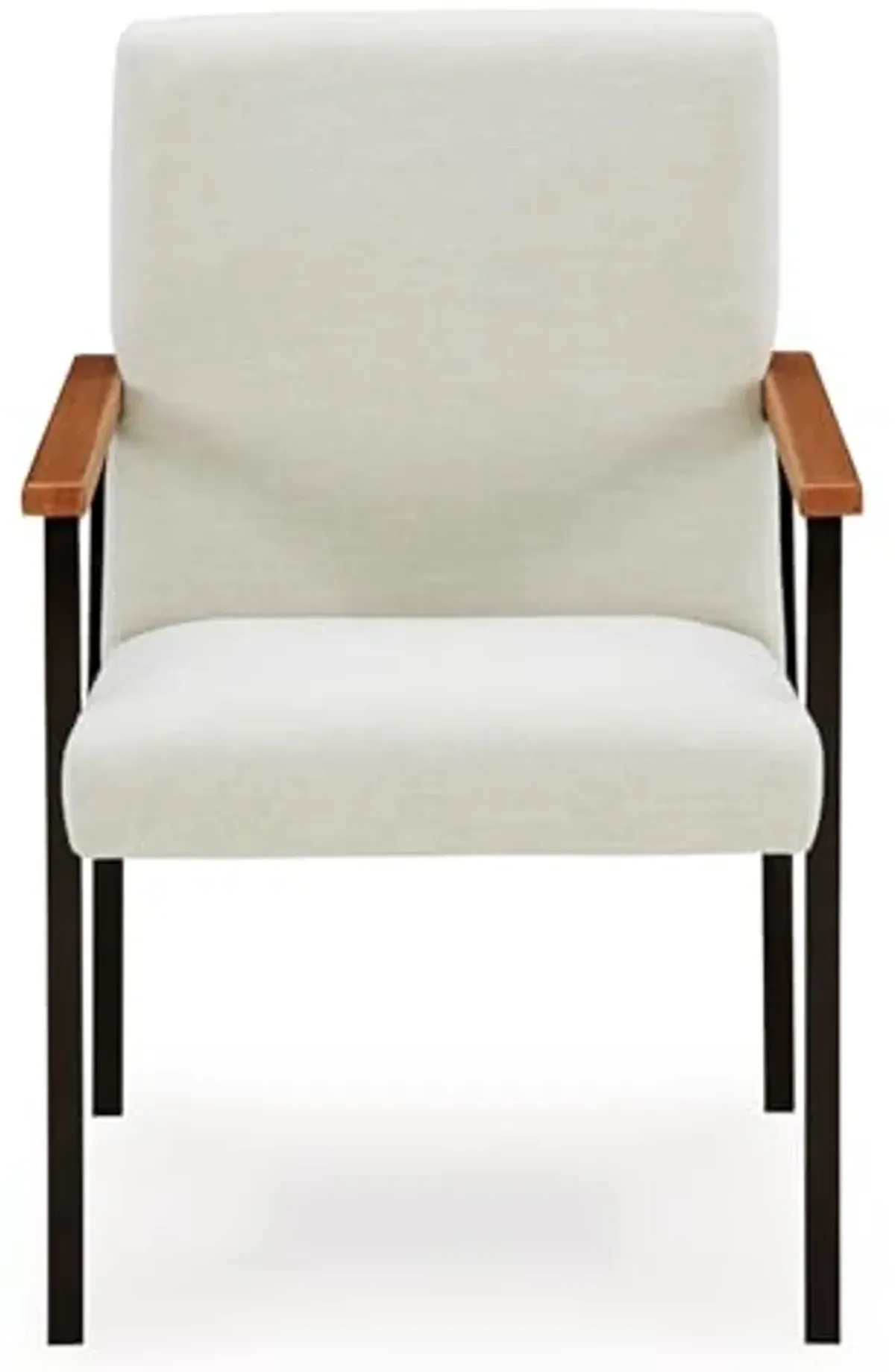 Signature Design by Ashley Dressonni Contemporary Upholstered Dining Arm Chair with Metal Frame, Set of 2, White & Black