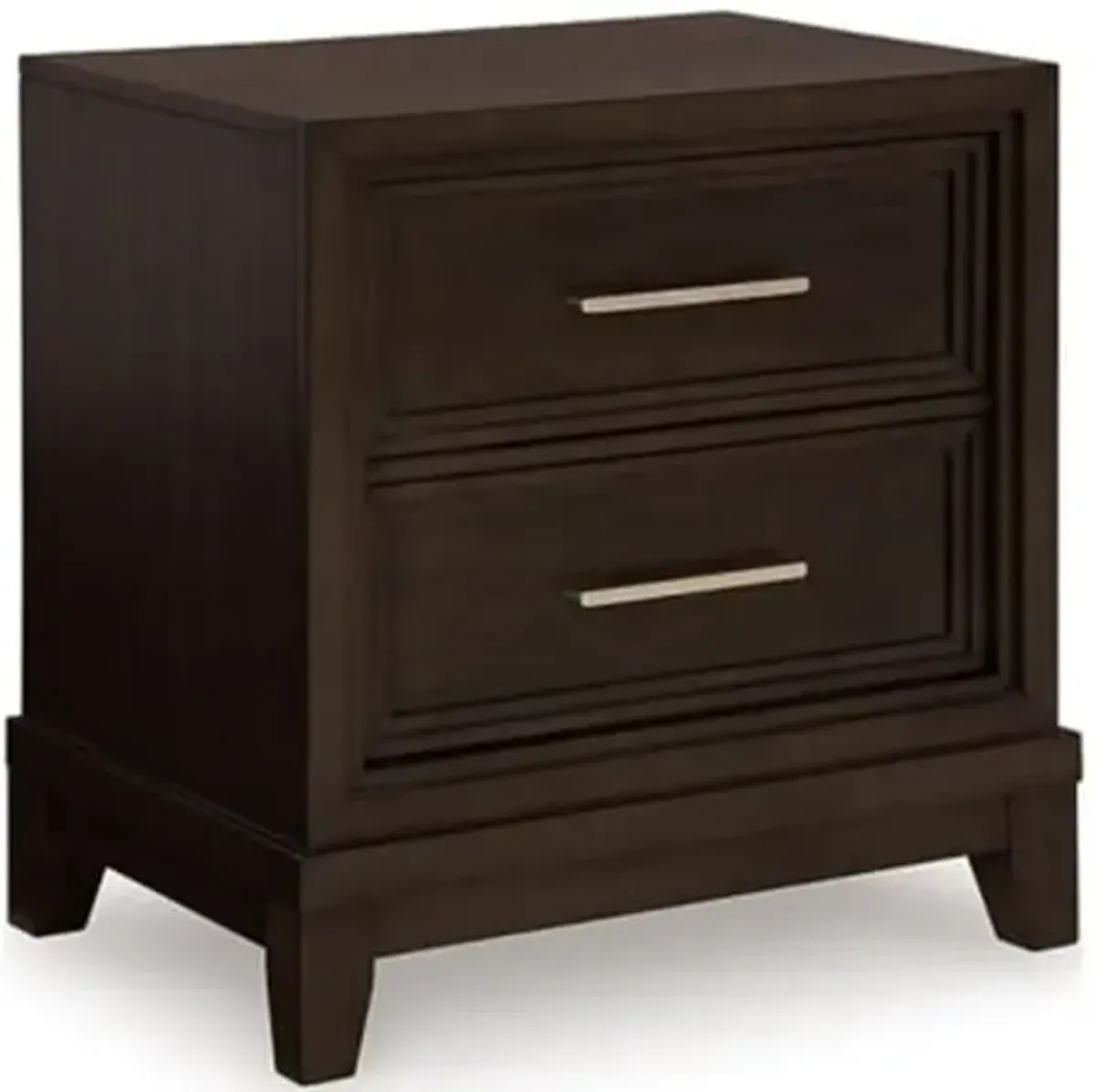 Signature Design by Ashley Neymorton Contemporary 2 Drawer Nightstand with Felt-Lined Top Drawer, Dark Brown