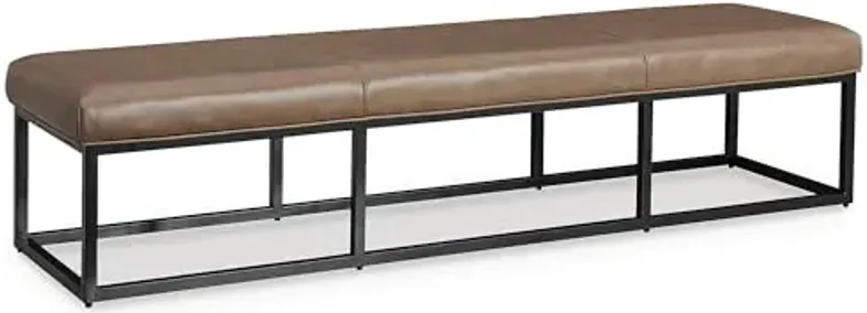 Signature Design by Ashley Joston Contemporary Leather Upholstered Accent Bench with Metal Frame, Light Brown & Black