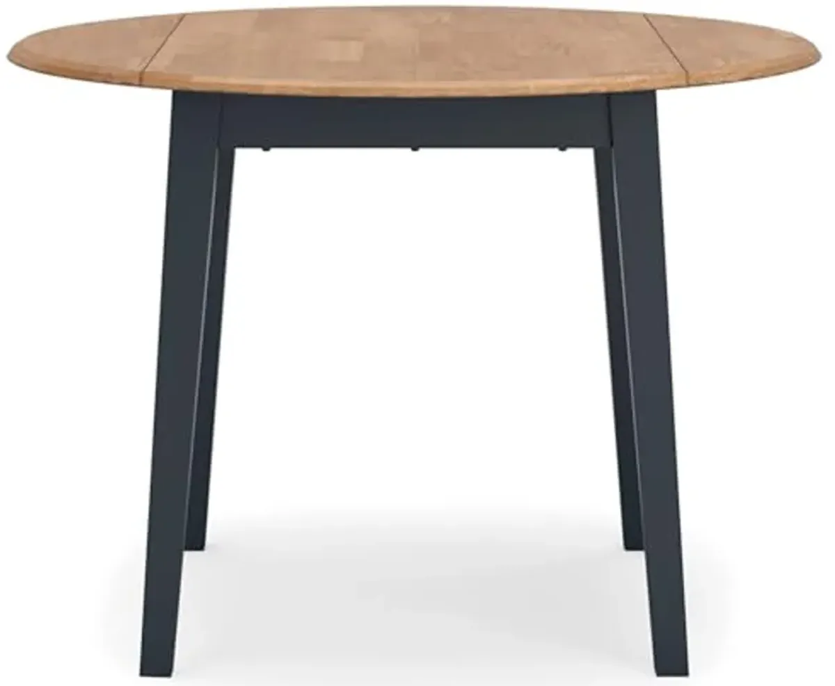 Signature Design by Ashley Gesthaven Modern Dining Drop Leaf Table with 4 Legs, Light Brown & Blue