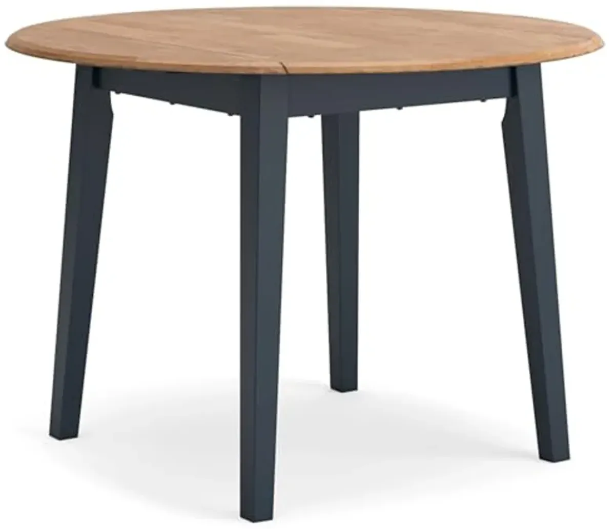 Signature Design by Ashley Gesthaven Modern Dining Drop Leaf Table with 4 Legs, Light Brown & Blue