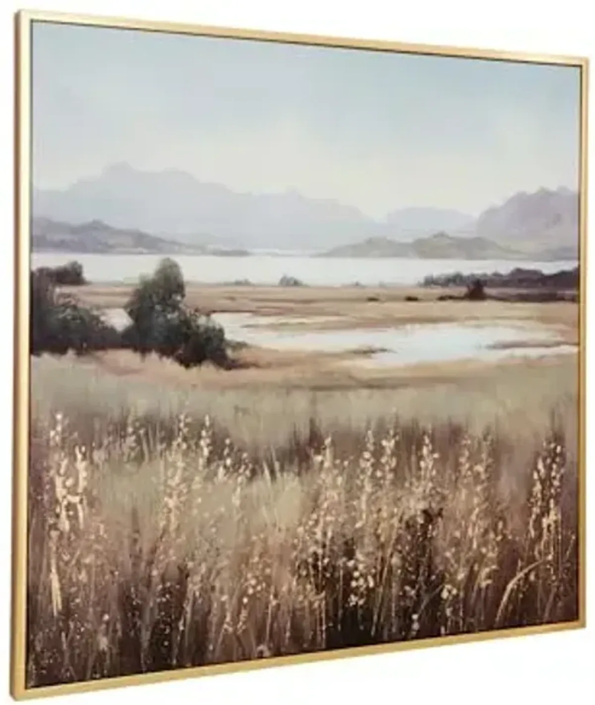 Signature Design by Ashley Clarkford Classic Framed Gallery Wrapped Canvas Wall Art 40 x 40 Inches, Light Brown & Light Blue