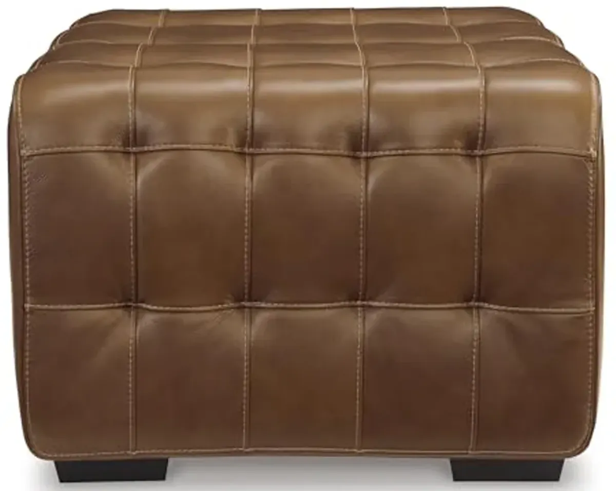 Signature Design by Ashley Temmpton Mid-Century Modern Tufted Leather Match Oversized Accent Ottoman, Dark Brown