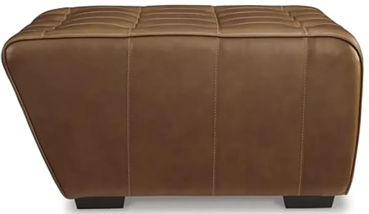 Signature Design by Ashley Temmpton Mid-Century Modern Tufted Leather Match Oversized Accent Ottoman, Dark Brown