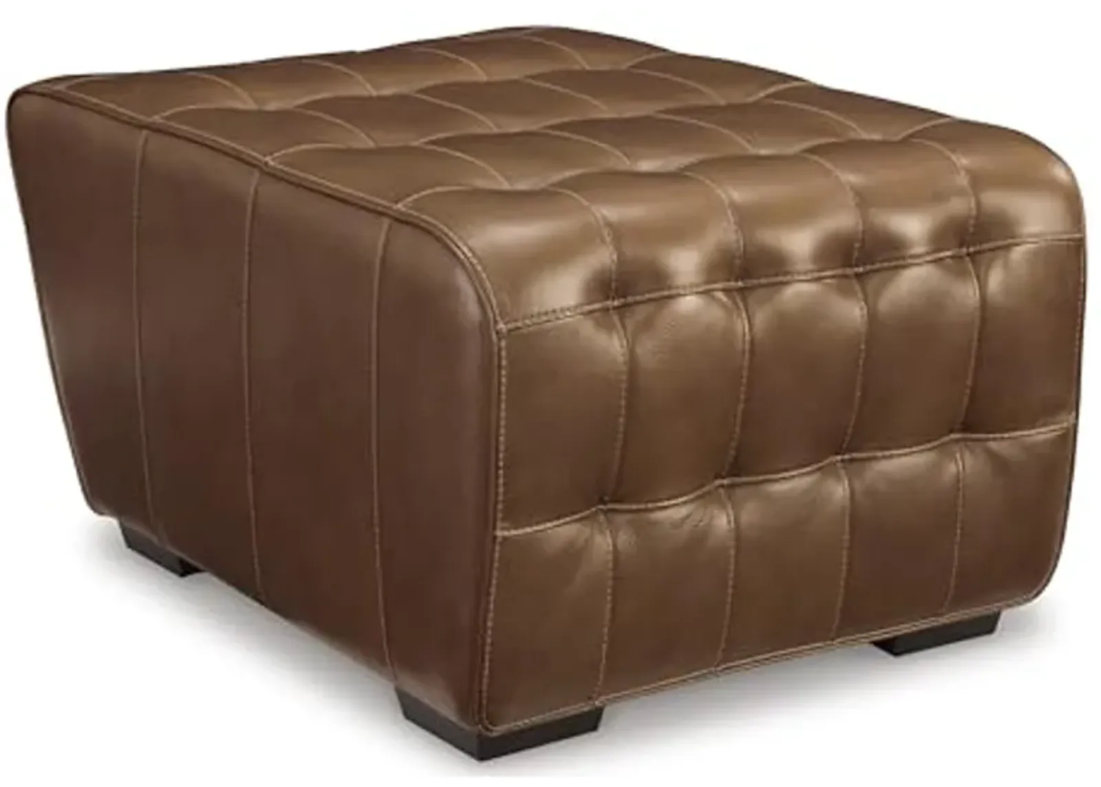 Signature Design by Ashley Temmpton Mid-Century Modern Tufted Leather Match Oversized Accent Ottoman, Dark Brown