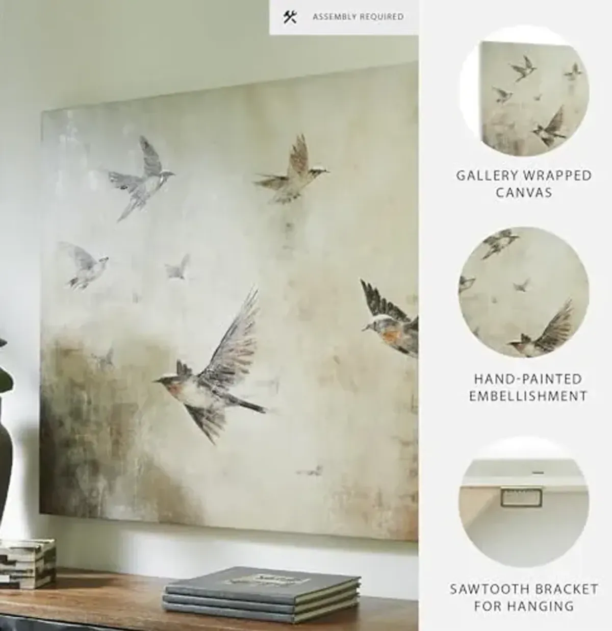 Signature Design by Ashley Collmund Art Deco Gallery Wrapped Canvas Wall Art 48 x 36 Inches, Gray & Light Brown