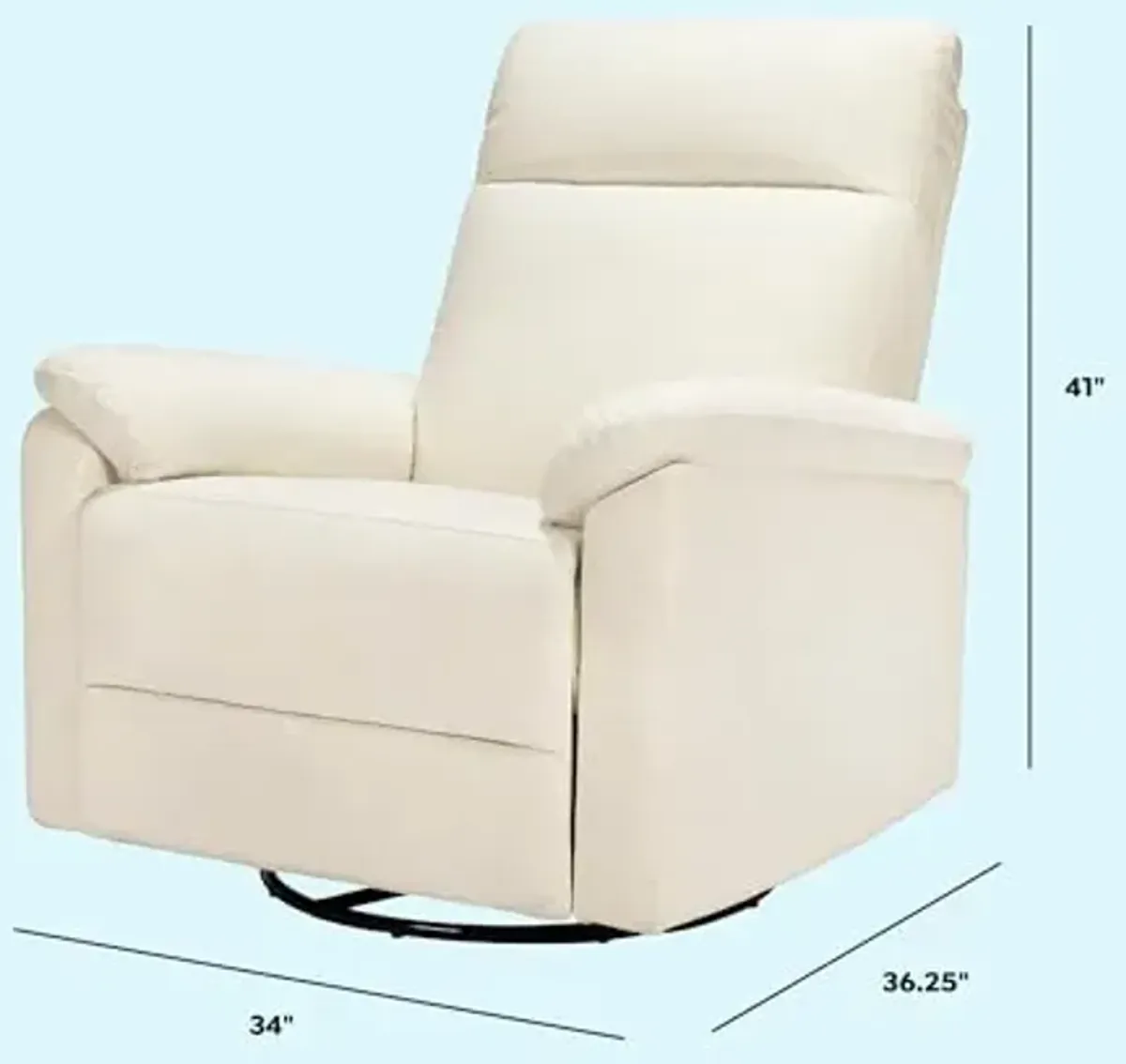 Davinci Suzy Power Recliner - Swivel Nursery Glider with USB Port - Electric Recliner Chairs for Adults - GREENGUARD Gold Certified - 270° Reclining Rocking Chair for Nursery & Living Room - Vanilla