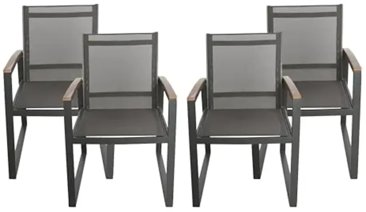 Christopher Knight Home Glasgow Outdoor Aluminum and Mesh Dining Chairs (Set of 4), 22.25 "W x 24.5 "D x 33.5 "H, Gray + Natural Brown