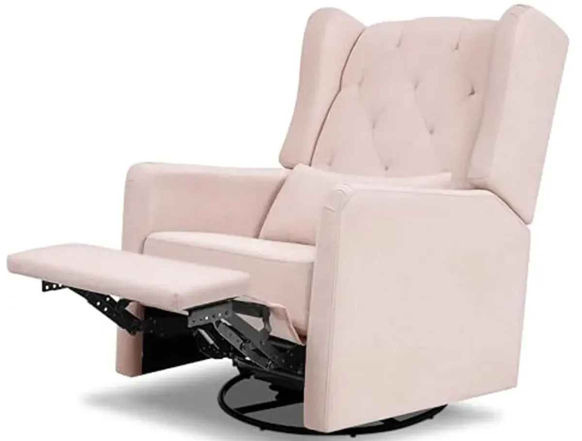 DaVinci Everly Recliner and Swivel Glider in Performance Pale Blush Pink Eco-Weave, GREENGUARD Gold Certified