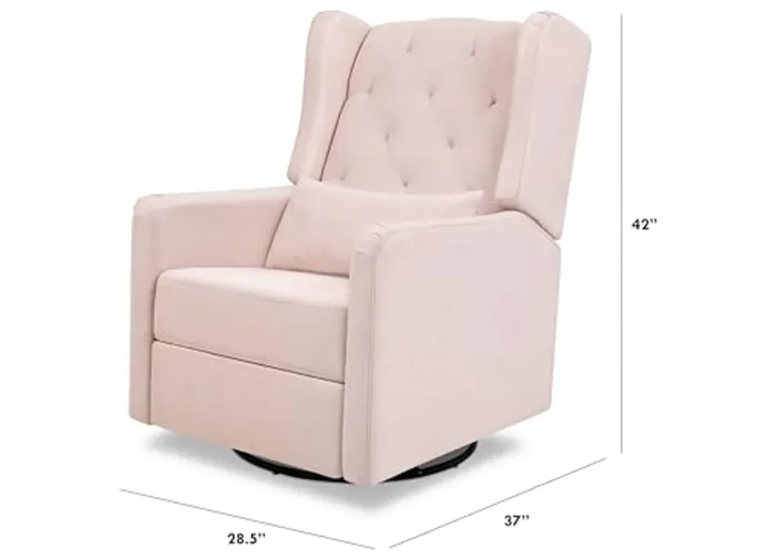 DaVinci Everly Recliner and Swivel Glider in Performance Pale Blush Pink Eco-Weave, GREENGUARD Gold Certified