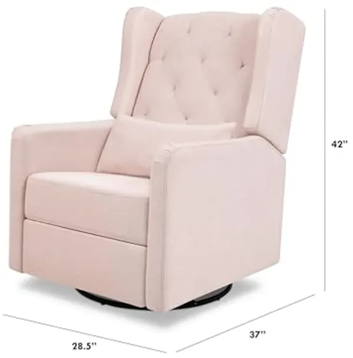 DaVinci Everly Recliner and Swivel Glider in Performance Pale Blush Pink Eco-Weave, GREENGUARD Gold Certified, Water Repellent & Stain Resistant