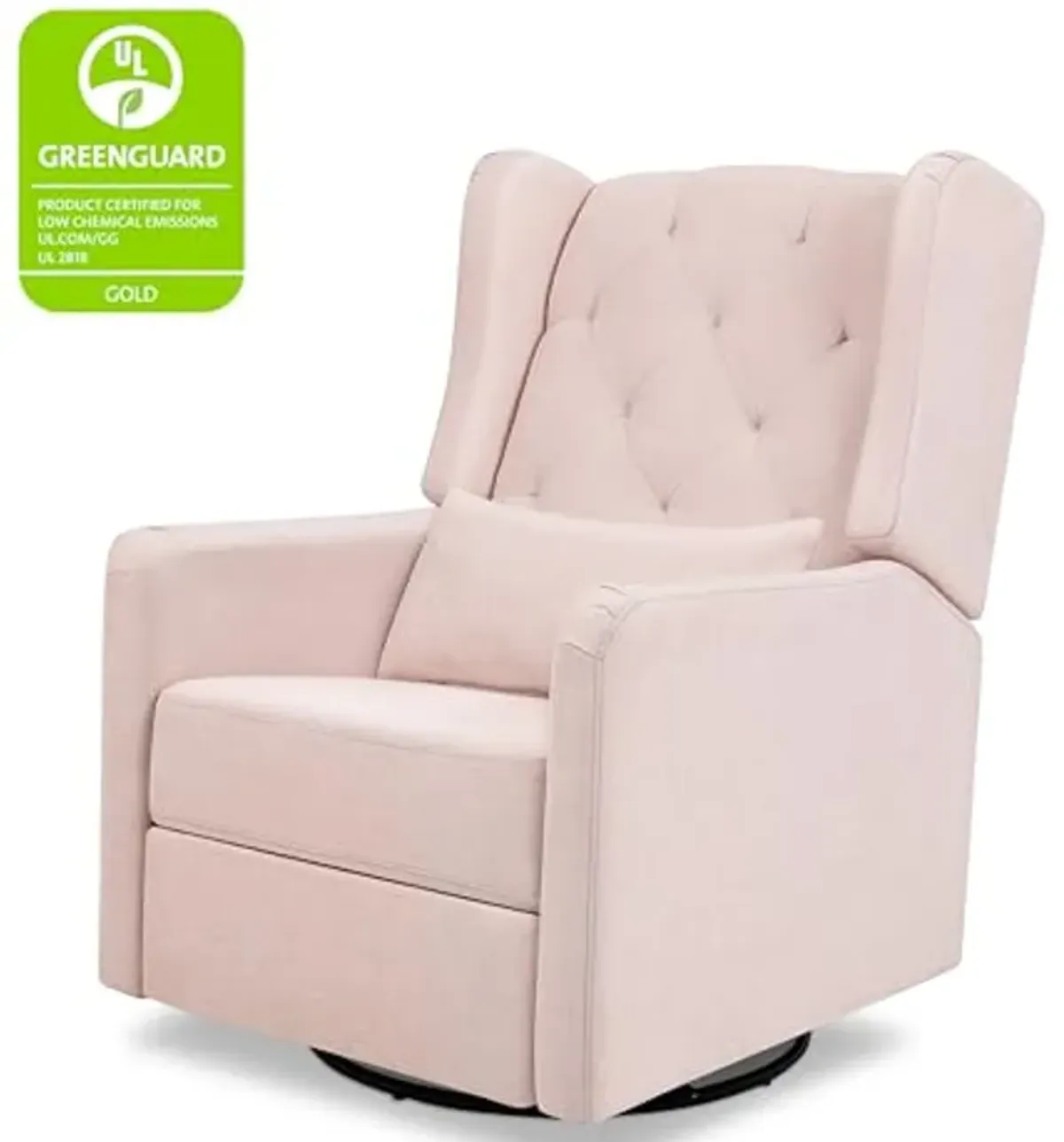 DaVinci Everly Recliner and Swivel Glider in Performance Pale Blush Pink Eco-Weave, GREENGUARD Gold Certified