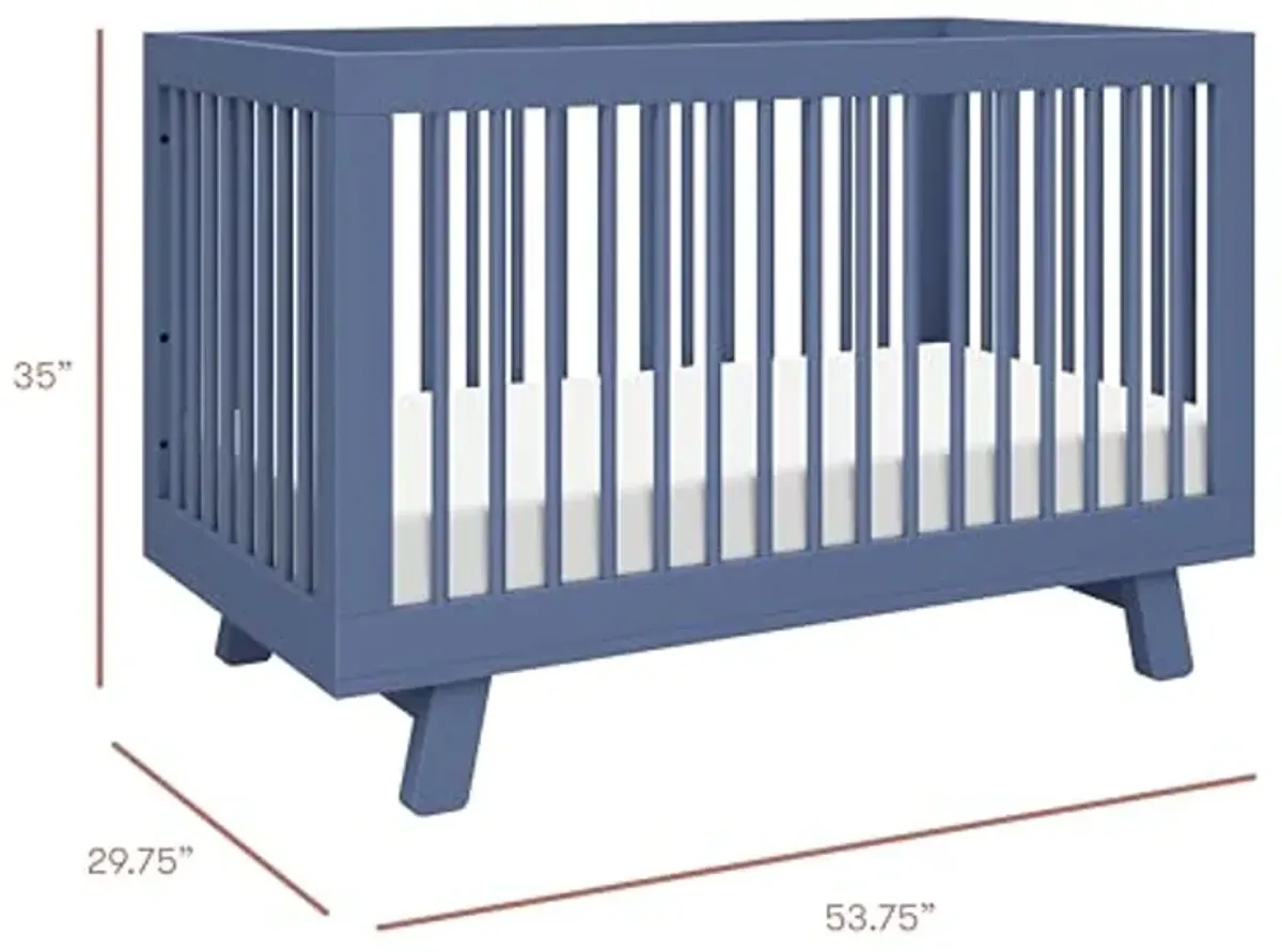 Babyletto Hudson 3-in-1 Convertible Crib with Toddler Bed Conversion Kit in Cove Blue, Greenguard Gold Certified