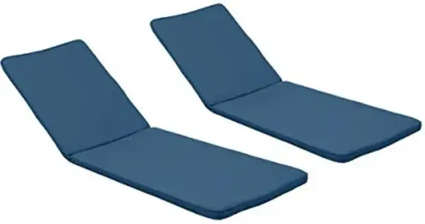 Christopher Knight Home Nadine Outdoor Water Resistant Fabric Chaise Lounge Cushions (Set of 2), 78.75" L x 23.75" W x 1.50" H, Blue