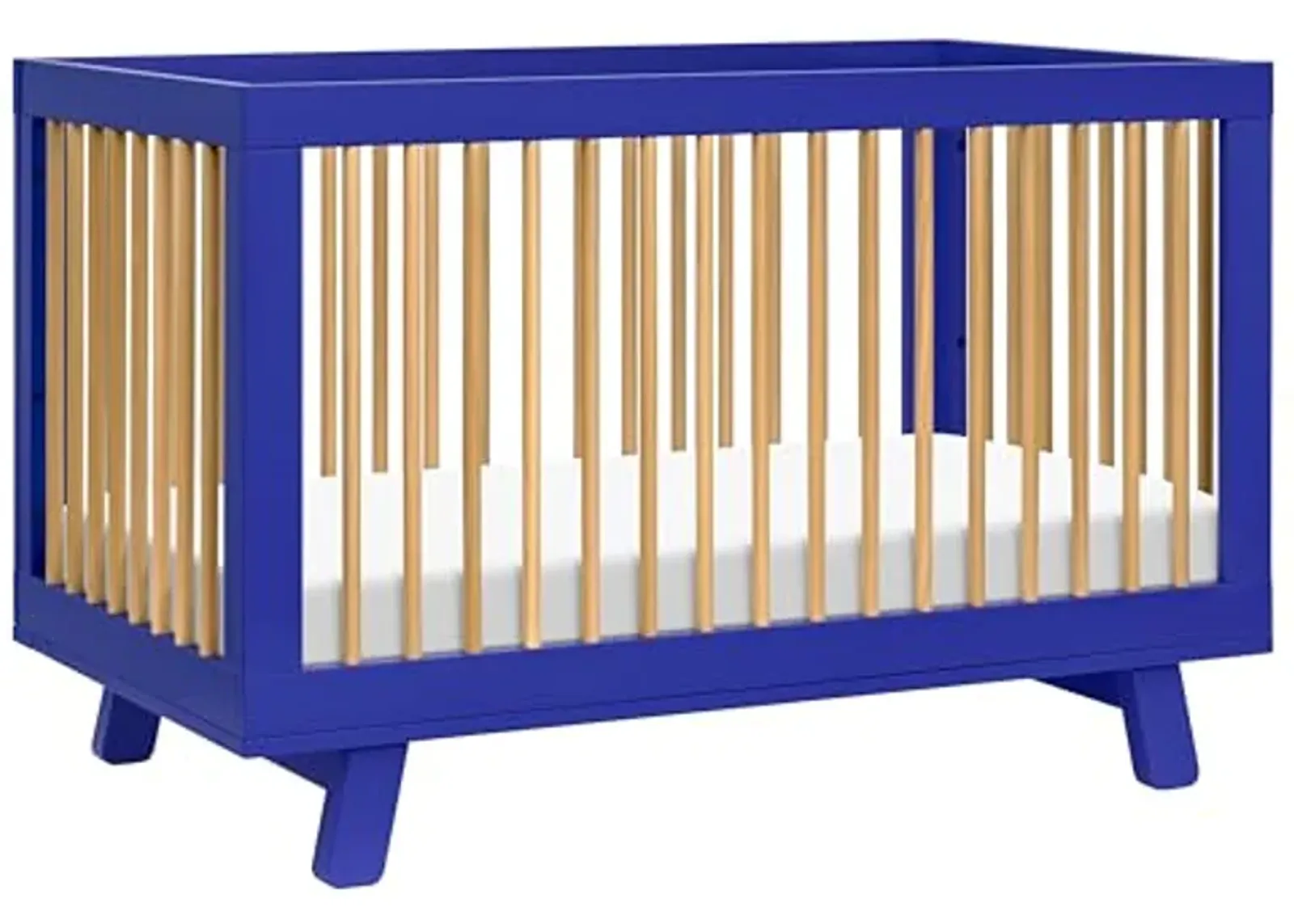 Babyletto Hudson 3-in-1 Convertible Crib with Toddler Bed Conversion Kit in Cobalt and Honey, Greenguard Gold Certified