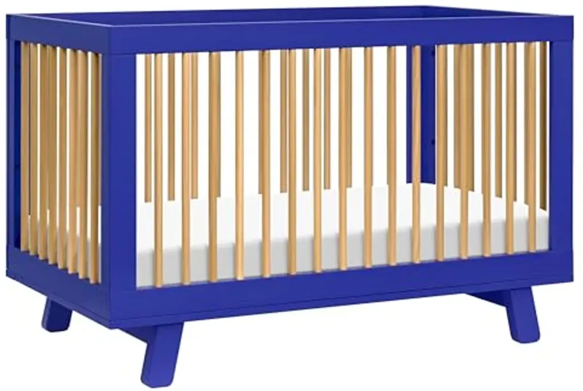 Babyletto Hudson 3-in-1 Convertible Crib with Toddler Bed Conversion Kit in Cobalt and Honey, Greenguard Gold Certified