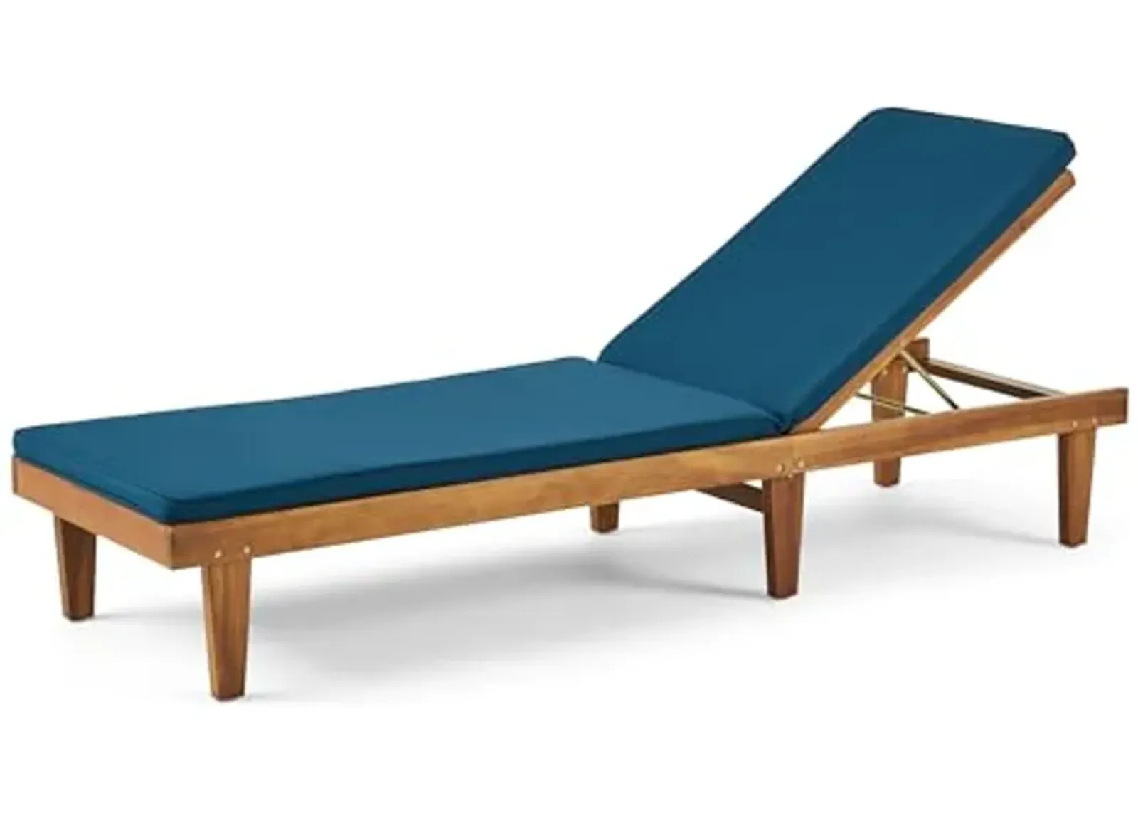 Christopher Knight Home Nadine Outdoor Acacia Wood Chaise Lounge, 78.75 "W x 23.75 "D x 1.5 "H, Blue + Teak