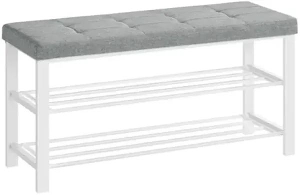 SONGMICS Shoe Bench, Storage Bench, Entryway Bench with Cushion, Shoe Shelf with Seat, Space-Saving, Modern Style, for Living Room, Bedroom, Hallway, Dove Gray and Cloud White ULBS579W01