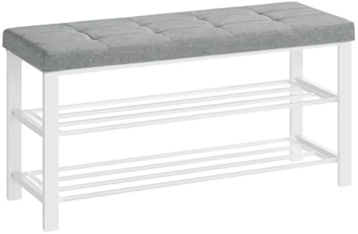 SONGMICS Shoe Bench, Storage Bench, Entryway Bench with Cushion, Shoe Shelf with Seat, Space-Saving, Modern Style, for Living Room, Bedroom, Hallway, Dove Gray and Cloud White ULBS579W01