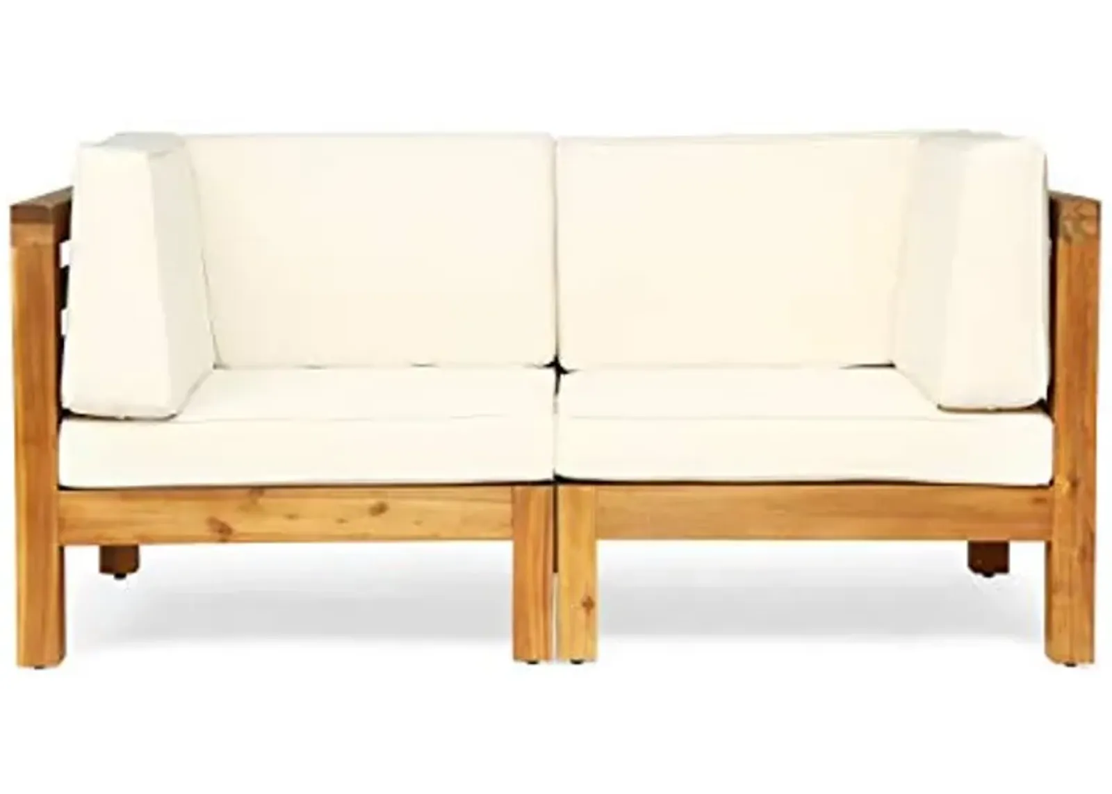 Christopher Knight Home Oana Love Seats, 30.25 "W x 30.25 "D x 26.5 "H, Teak + Beige