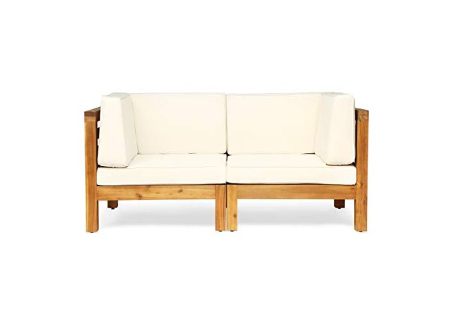 Christopher Knight Home Oana Love Seats, 30.25 "W x 30.25 "D x 26.5 "H, Teak + Beige