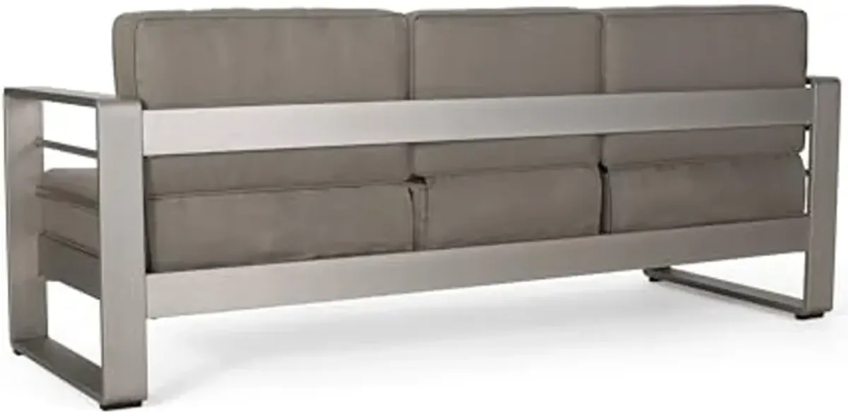 Christopher Knight Home Cape Coral Sofas, 76.25 "W x 27.25 "D x 24.5 "H, Silver + Taupe