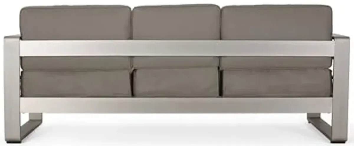 Christopher Knight Home Cape Coral Sofas, 76.25 "W x 27.25 "D x 24.5 "H, Silver + Taupe