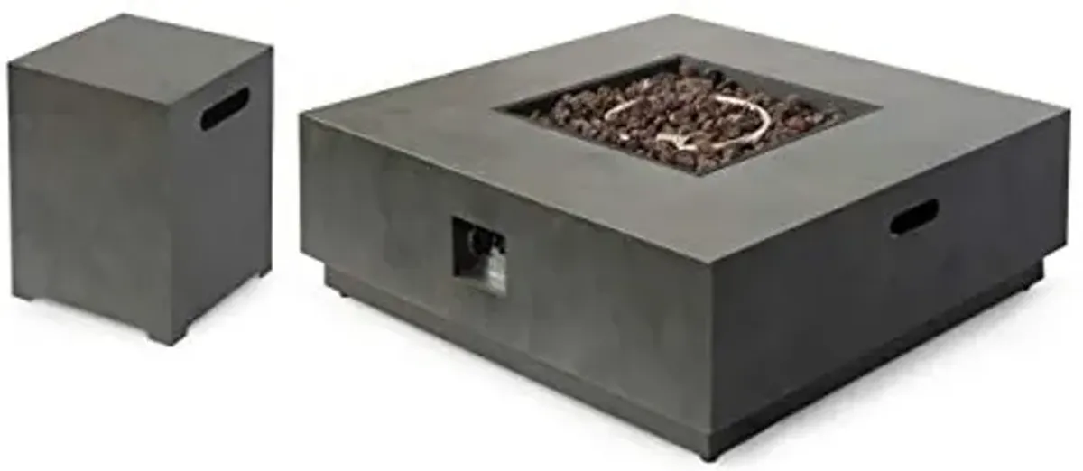 Christopher Knight Home Wellin Outdoor Iron 40-Inch Square Fire Pit with Tank Holder