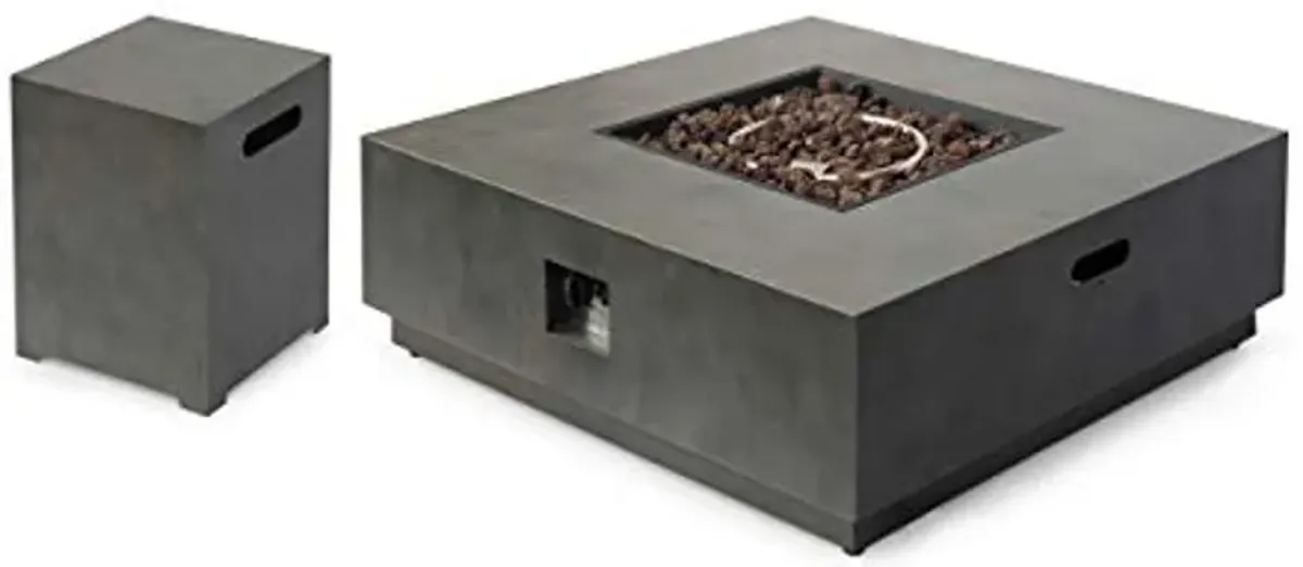 Christopher Knight Home Wellin Outdoor Iron 40-Inch Square Fire Pit with Tank Holder