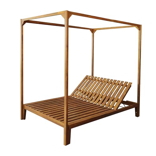 Christopher Knight Home Muntz Outdoor Acacia Wood Daybed Chaise Lounge Frame Only, 78.75 "W x 51.25 "D x 78.75 "H, Teak