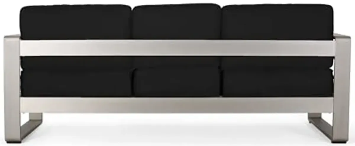 Christopher Knight Home Cape Coral Sofas, 76.25 "W x 27.25 "D x 24.5 "H, Silver + Black