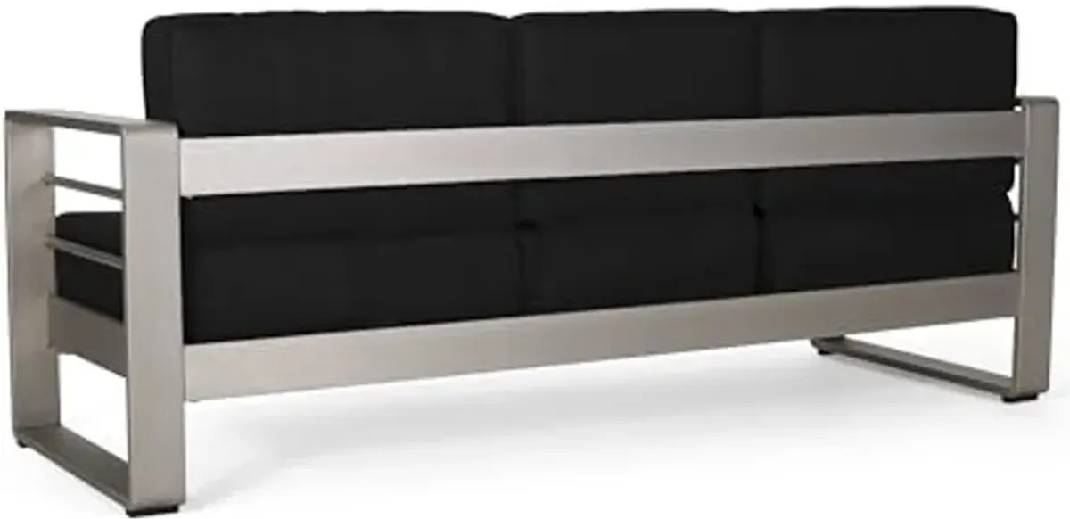 Christopher Knight Home Cape Coral Sofas, 76.25 "W x 27.25 "D x 24.5 "H, Silver + Black