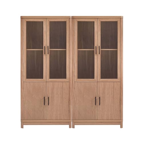 Manhattan Comfort Jodie Bookcase in Maple - Set of 2