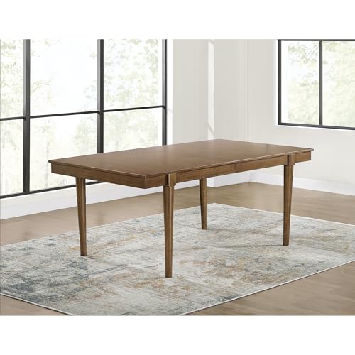 Signature Design by Ashley Lyncott Mid-Century Dining Extension Table with Removable Center Leaf, Dark Brown