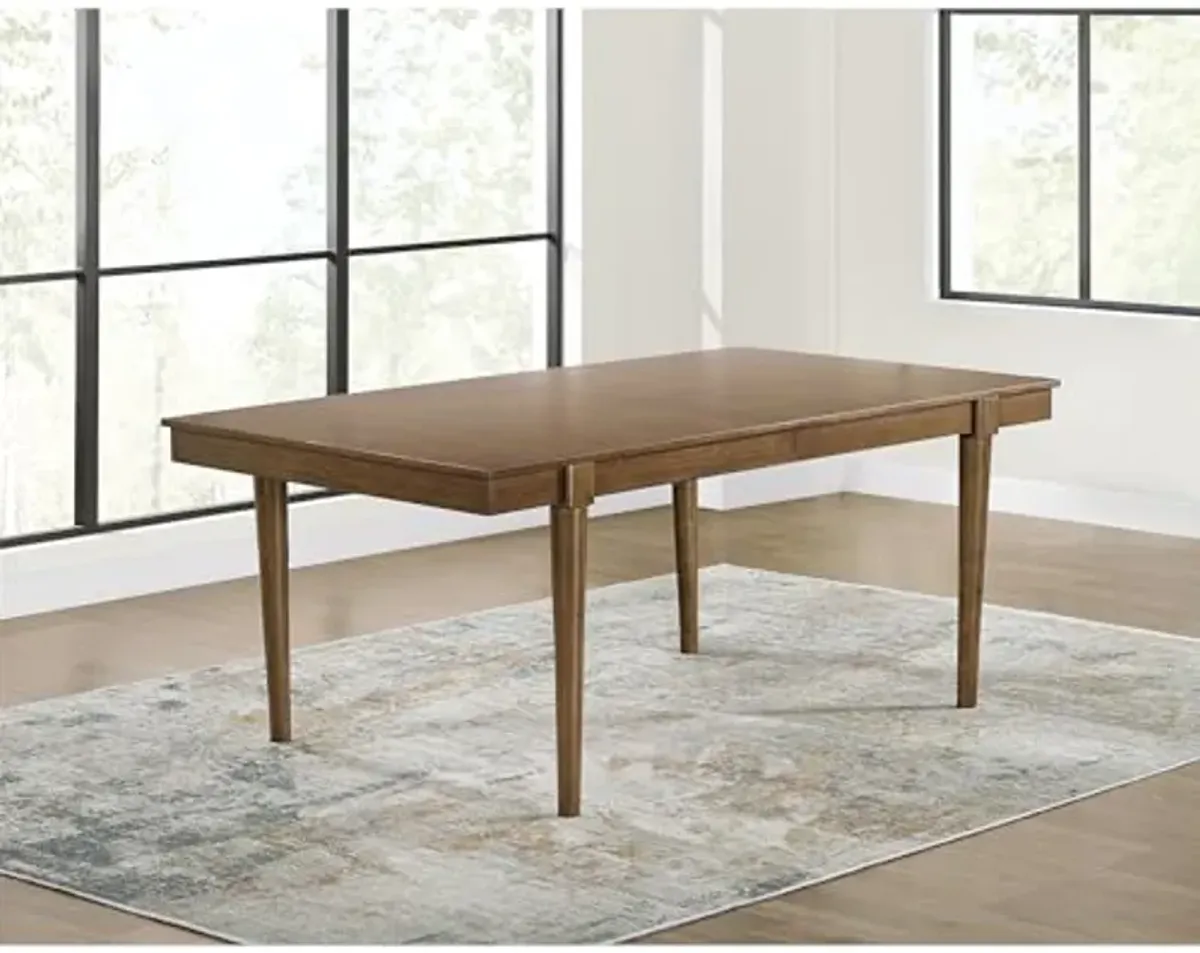 Signature Design by Ashley Lyncott Mid-Century Dining Extension Table with Removable Center Leaf, Dark Brown