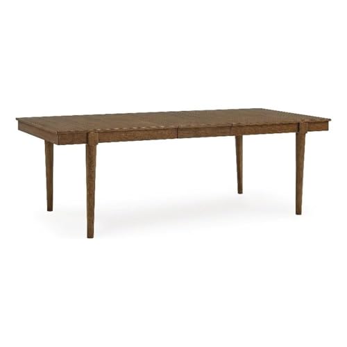 Signature Design by Ashley Lyncott Mid-Century Dining Extension Table with Removable Center Leaf, Dark Brown