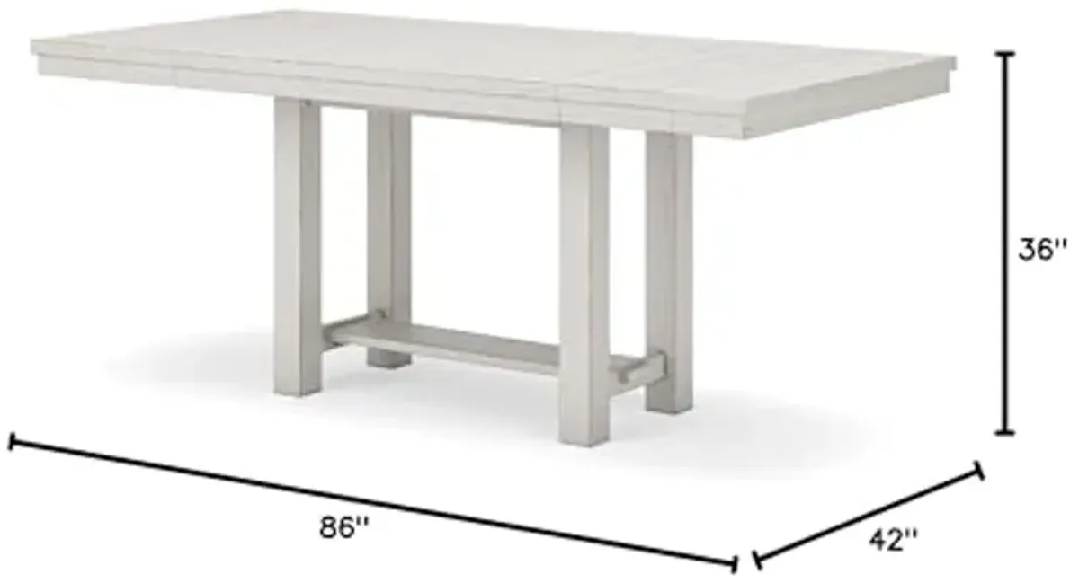 Signature Design by Ashley Robbinsdale Counter Height Dining Extension Table, 42" W x 86" D x 36" H, White