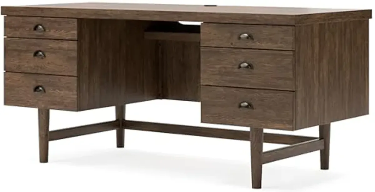 Signature Design by Ashley Austanny 67" Home Office Desk, 66" W x 28" D x 30" H, Dark Brown