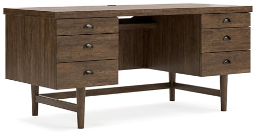 Signature Design by Ashley Austanny 67" Home Office Desk, 66" W x 28" D x 30" H, Dark Brown