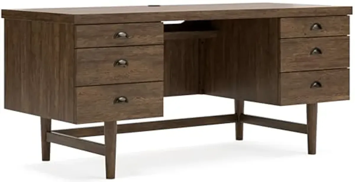 Signature Design by Ashley Austanny 67" Home Office Desk, 66" W x 28" D x 30" H, Dark Brown