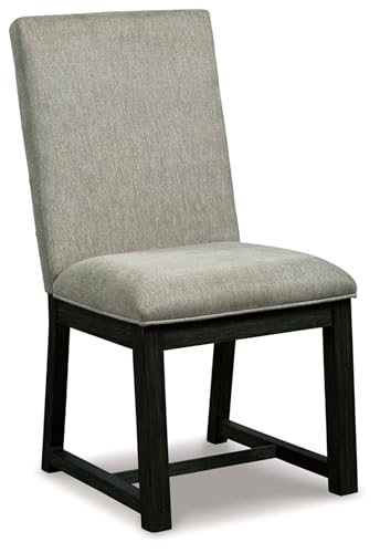 Signature Design by Ashley Bellvern Contemporary Upholstered Armless Dining Chair, Set of 2, Gray & Black