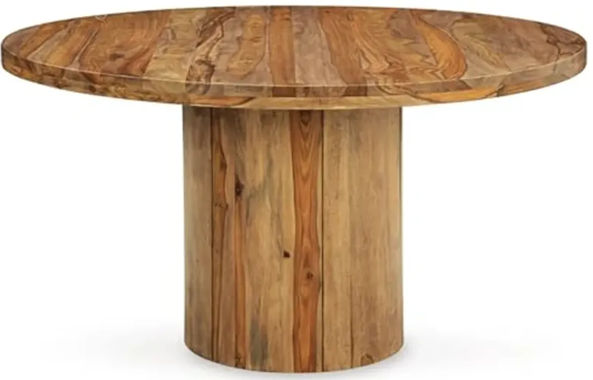 Signature Design by Ashley Dressonni Contemporary Dining Table with Round Base, Light Brown