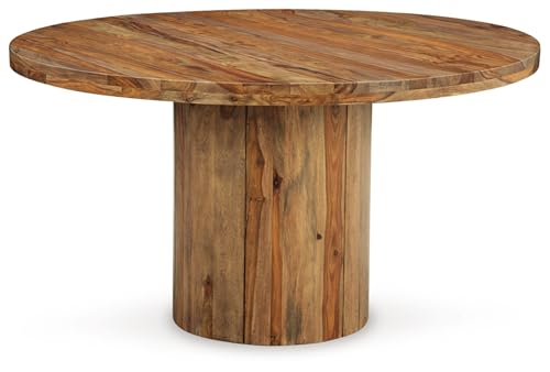 Signature Design by Ashley Dressonni Contemporary Dining Table with Round Base, Light Brown