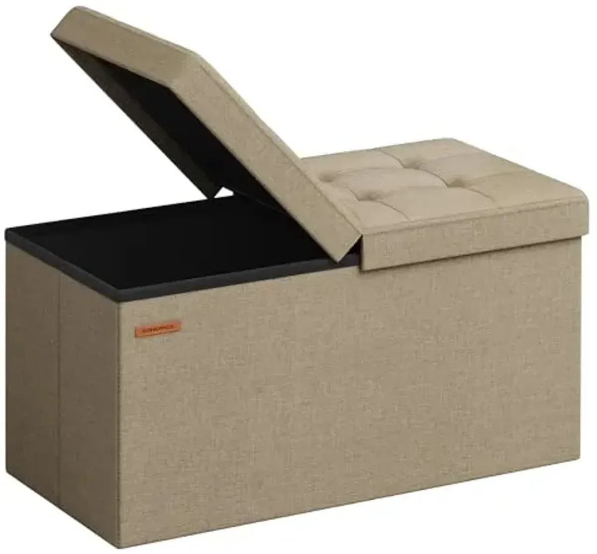 SONGMICS Mazie Collection - 30 Inches Storage Ottoman, Foldable Storage Bench with Flipping Lid, 660 lb Load Capacity, for Entryway, Living Room, Bedroom, Camel Brown ULSF046K01