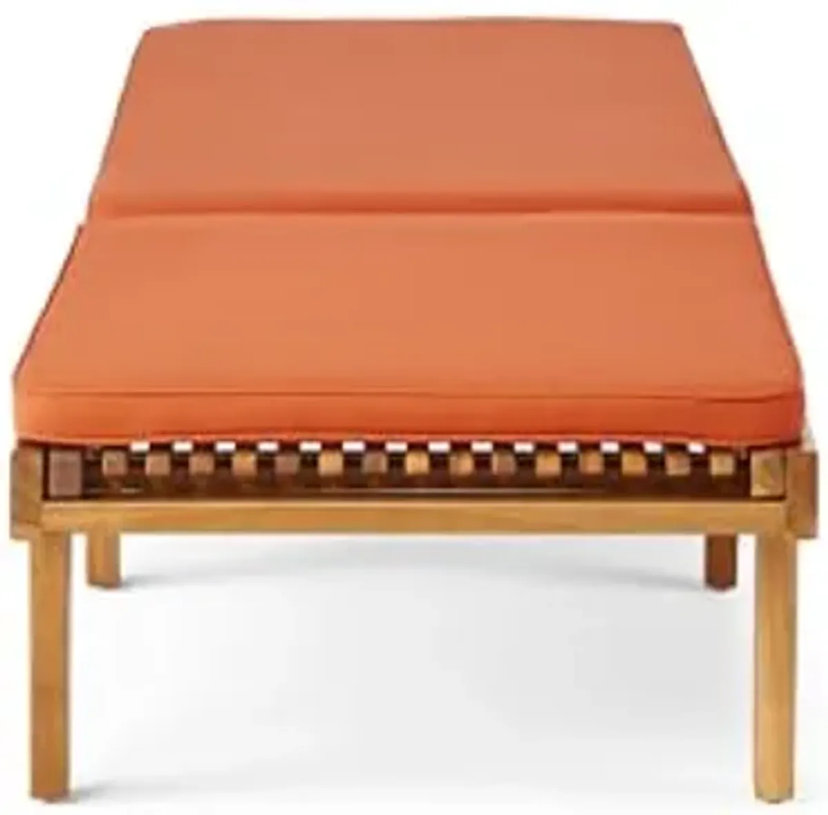 Christopher Knight Home Nadine Outdoor Acacia Wood Chaise Lounge and Cushion Set, Teak and Rust Orange